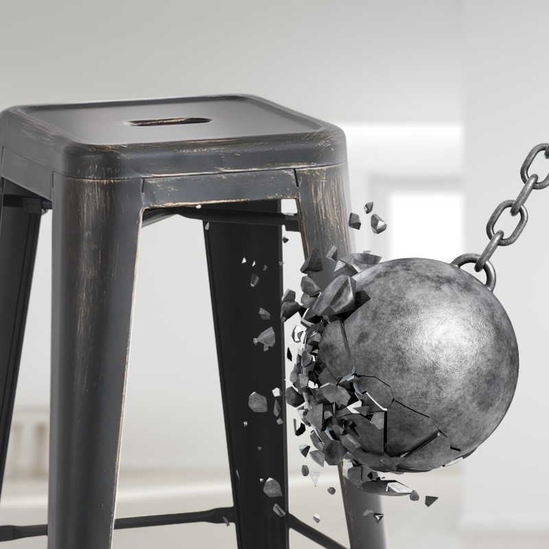 Ensemble de 2 tabourets de bar Joshua, noir et or