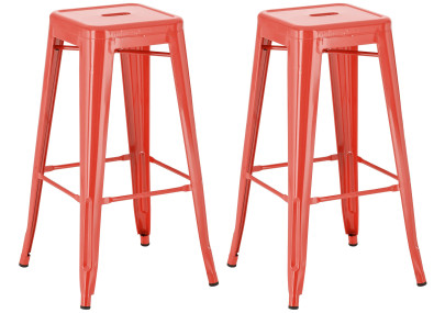 Juego de 2 taburetes de bar Joshua, rojos