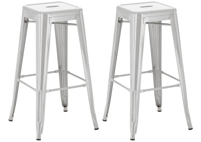 Conjunto de 2 banquetas de bar Joshua prateadas