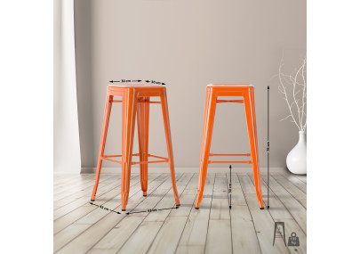 Ensemble de 2 tabourets de bar Joshua orange
