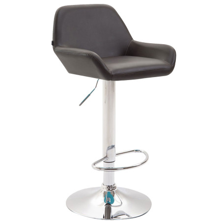 Banqueta Braga, em couro sintético, marrom cromado