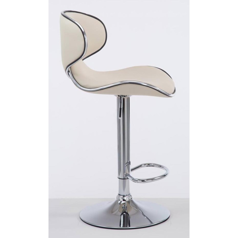 Conjunto de 2 banquetas de bar Las Vegas V2 em couro sintético cromado creme