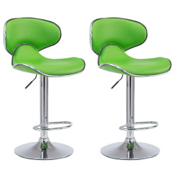 Juego de 2 taburetes de bar Las Vegas V2, imitación piel, cromados, color verde.