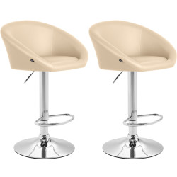 Conjunto de 2 banquetas de bar Miami V2 em couro sintético cor creme