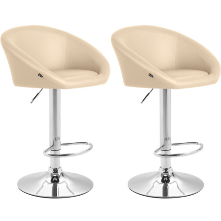 Ensemble de 2 tabourets de bar Miami V2 en similicuir C crème