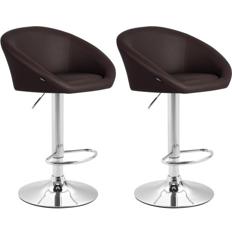 Ensemble de 2 tabourets de bar Miami V2 en similicuir marron