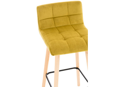 Tabouret de bar Lincoln en velours jaune