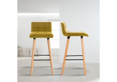 Tabouret de bar Lincoln en velours jaune