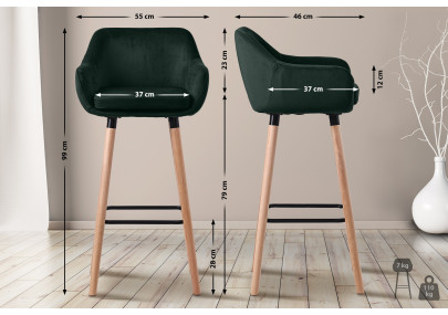 Banqueta de bar Grant em veludo verde