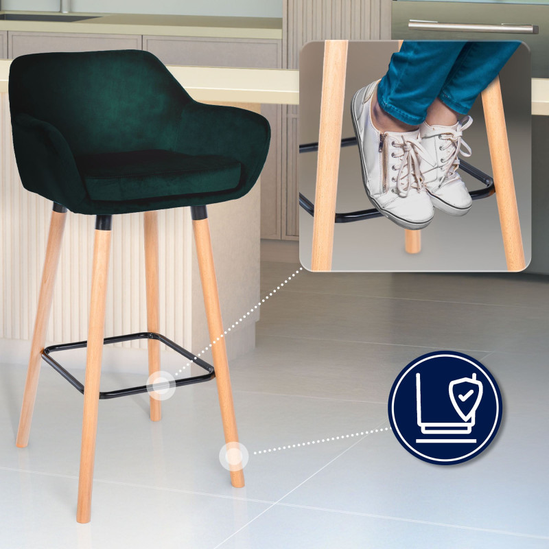 Tabouret de bar Grant en velours vert