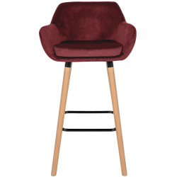 Tabouret de bar Grant, velours, rouge