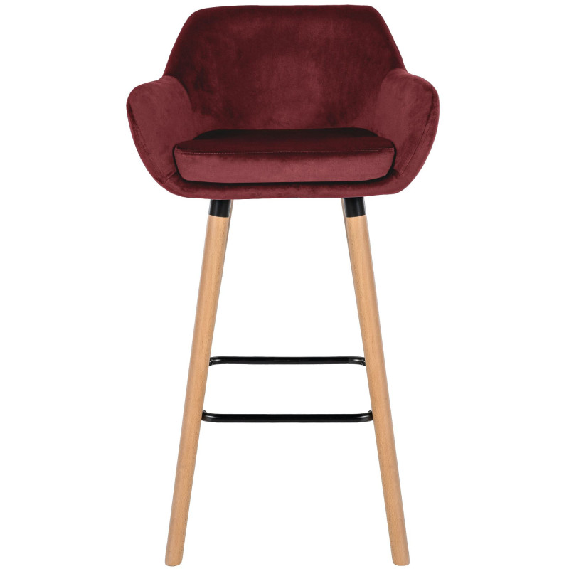 Tabouret de bar Grant, velours, rouge