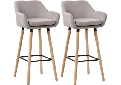 Ensemble de 2 tabourets de bar Grant, tissu taupe