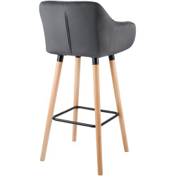 Tabouret de bar Grant en velours gris