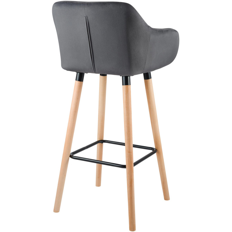Tabouret de bar Grant en velours gris
