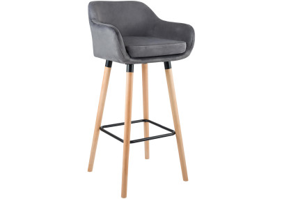 Tabouret de bar Grant en velours gris
