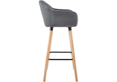 Tabouret de bar Grant en velours gris