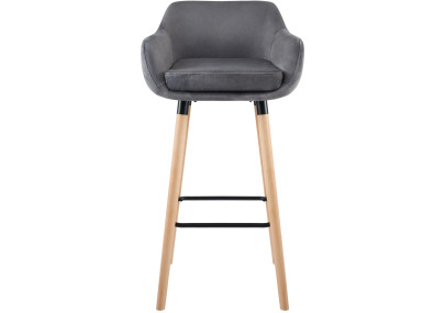 Tabouret de bar Grant en velours gris