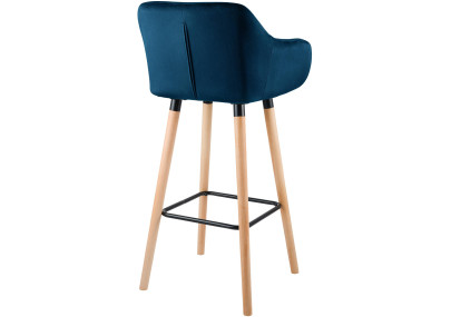 Tabouret de bar Grant en velours bleu