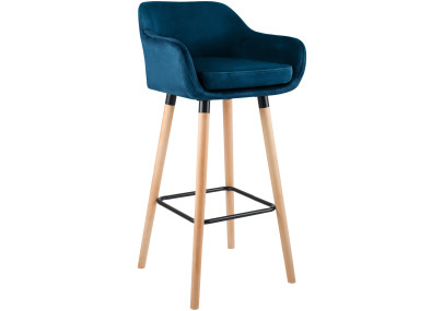 Banqueta de bar Grant em veludo azul