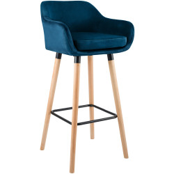 Tabouret de bar Grant en velours bleu