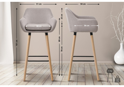 Lot de 2 tabourets de bar Grant tissu taupe