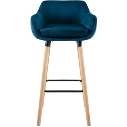 taburete de bar Grant de terciopelo azul