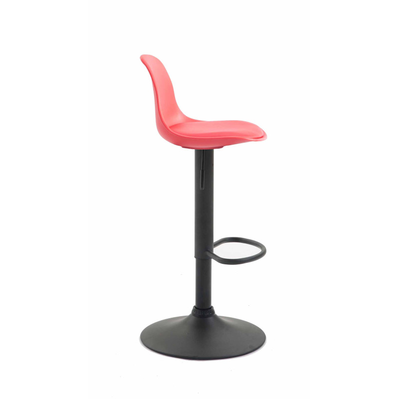 Tabouret de bar Kiel en similicuir noir rouge