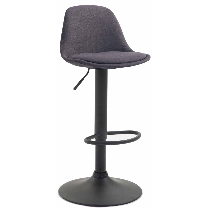 Tabouret de bar Kiel, tissu : noir/gris foncé
