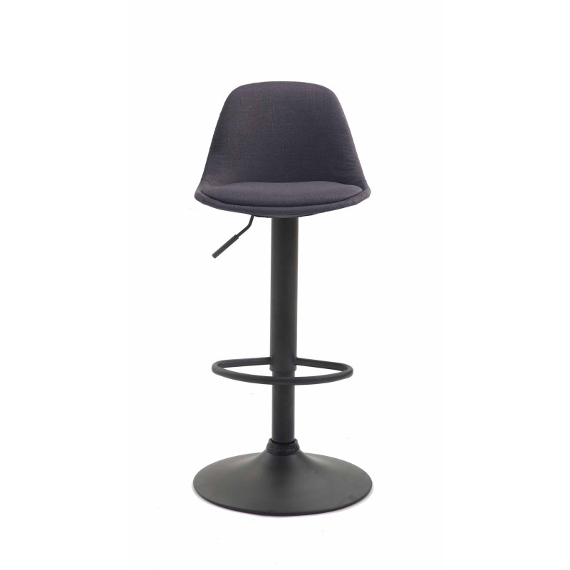 Tabouret de bar Kiel en tissu noir gris foncé