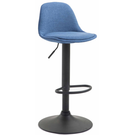 Tabouret de bar Kiel en tissu noir et bleu