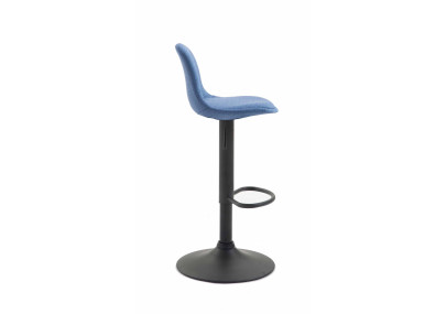 Tabouret de bar Kiel en tissu noir et bleu