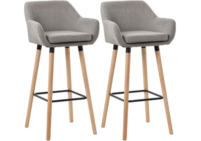 Lot de 2 tabourets de bar Grant tissu gris