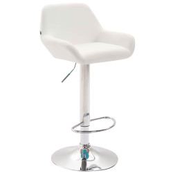 Tabouret de bar Braga, similicuir, chromé blanc