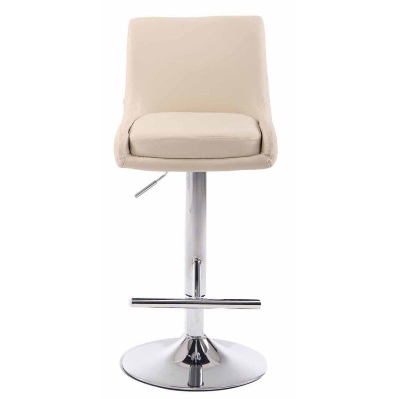 Conjunto de 2 banquetas de bar, estilo Club, em couro sintético, cromadas e creme.