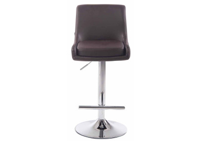 Ensemble de 2 tabourets de bar Club, similicuir, marron chromé