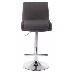 Ensemble de 2 tabourets de bar Club, tissu, chrome, gris foncé