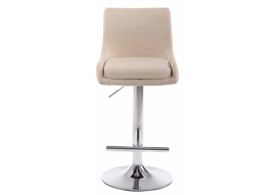 Ensemble de 2 tabourets de bar, tissu Club, chrome et crème