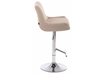 Conjunto de 2 banquetas de bar, tecido Club, cromado e creme.