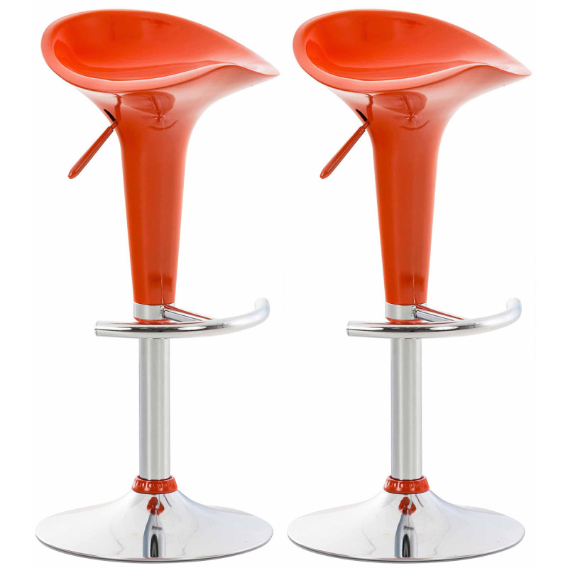Ensemble de 2 tabourets de bar couleur orange selle