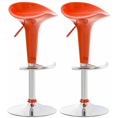 Ensemble de 2 tabourets de bar couleur orange selle