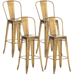 Set di 4 sgabelli da bar Aiden dorati
