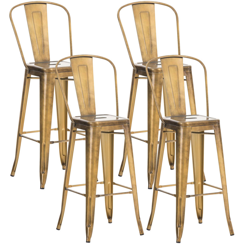 Ensemble de 4 tabourets de bar Aiden or