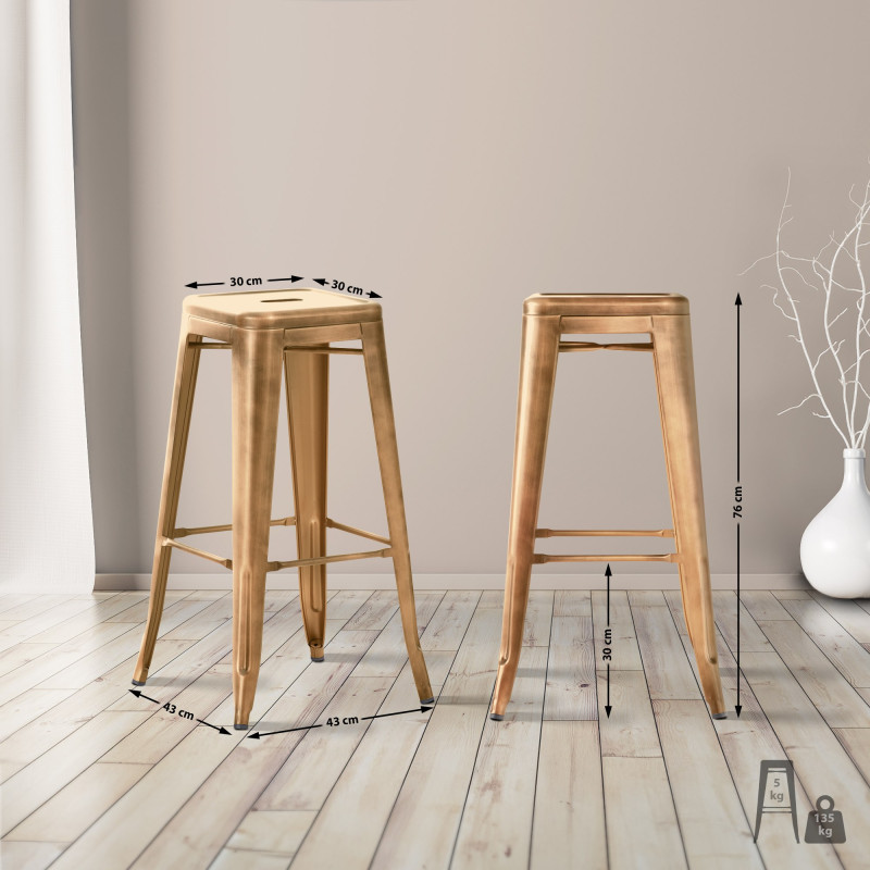 Ensemble de 4 tabourets de bar Joshua dorés