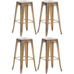 Ensemble de 4 tabourets de bar Joshua dorés