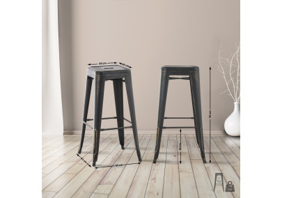 Conjunto de 4 banquetas de bar Joshua em preto e dourado antigo