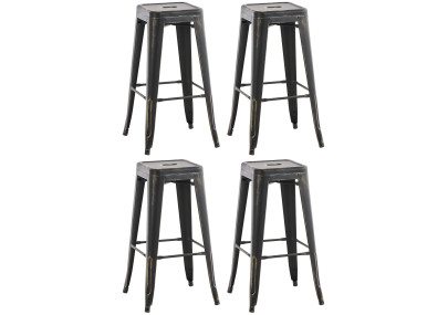 Ensemble de 4 tabourets de bar Joshua noir et or antique