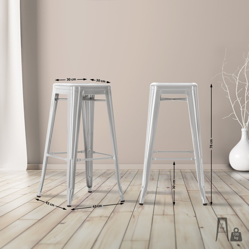 Ensemble de 4 tabourets de bar Joshua argent