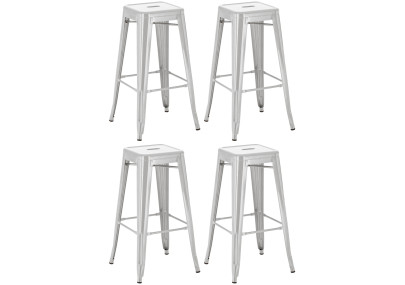 Conjunto de 4 banquetas de bar Joshua prateadas