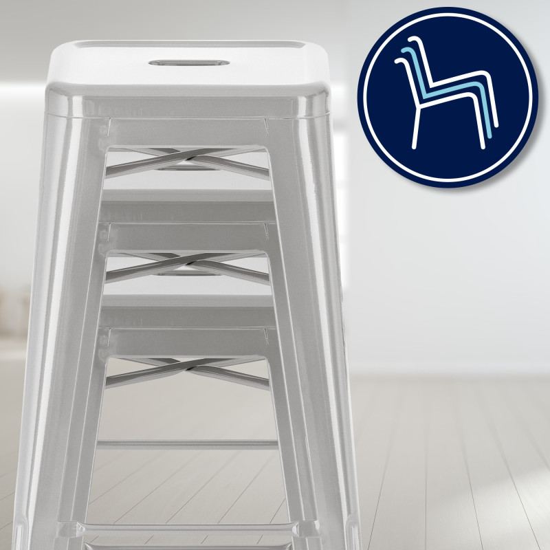 Ensemble de 4 tabourets de bar Joshua argentés